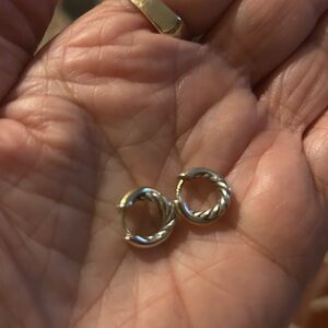 David Yurman Silver and Gold Twisted Earrings